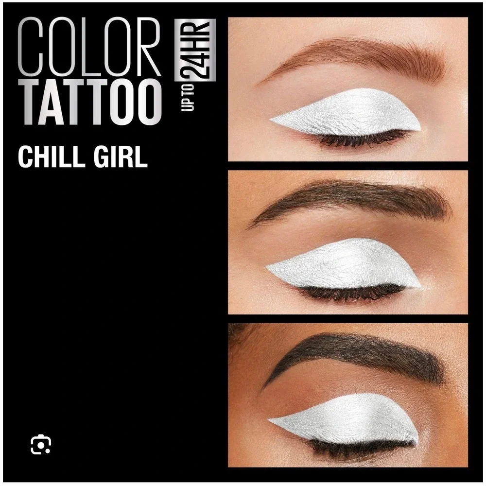 Maybelline Color Tattoo 24HR Cream Eyeshadow 2 Pack Chill Girl Silver White 4g